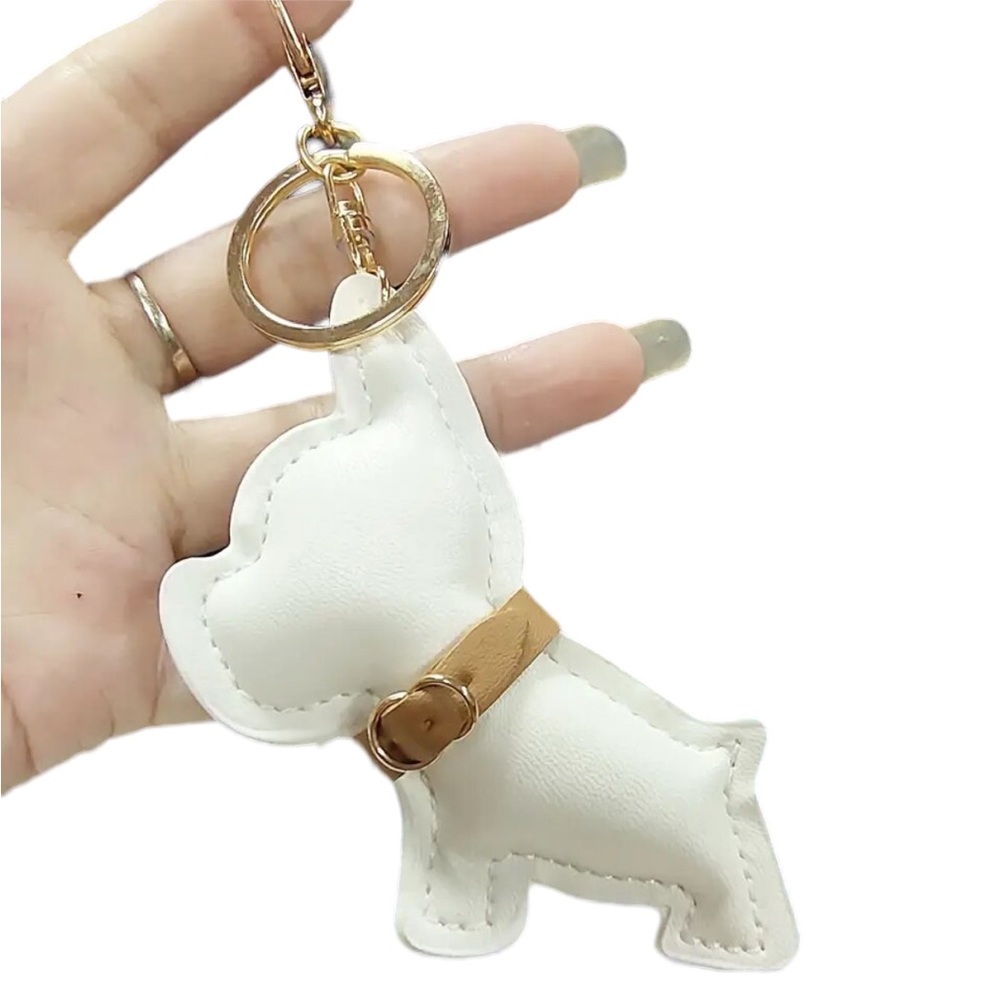 NWT White Dog Bag Charm keychain